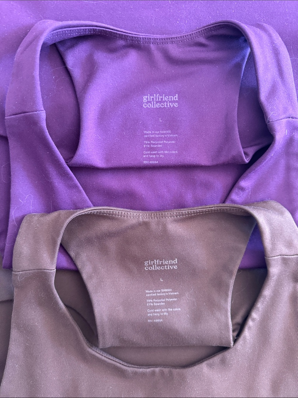 girlfriend collective Plum and Brown Dylan Crops - Picture 4 of 5